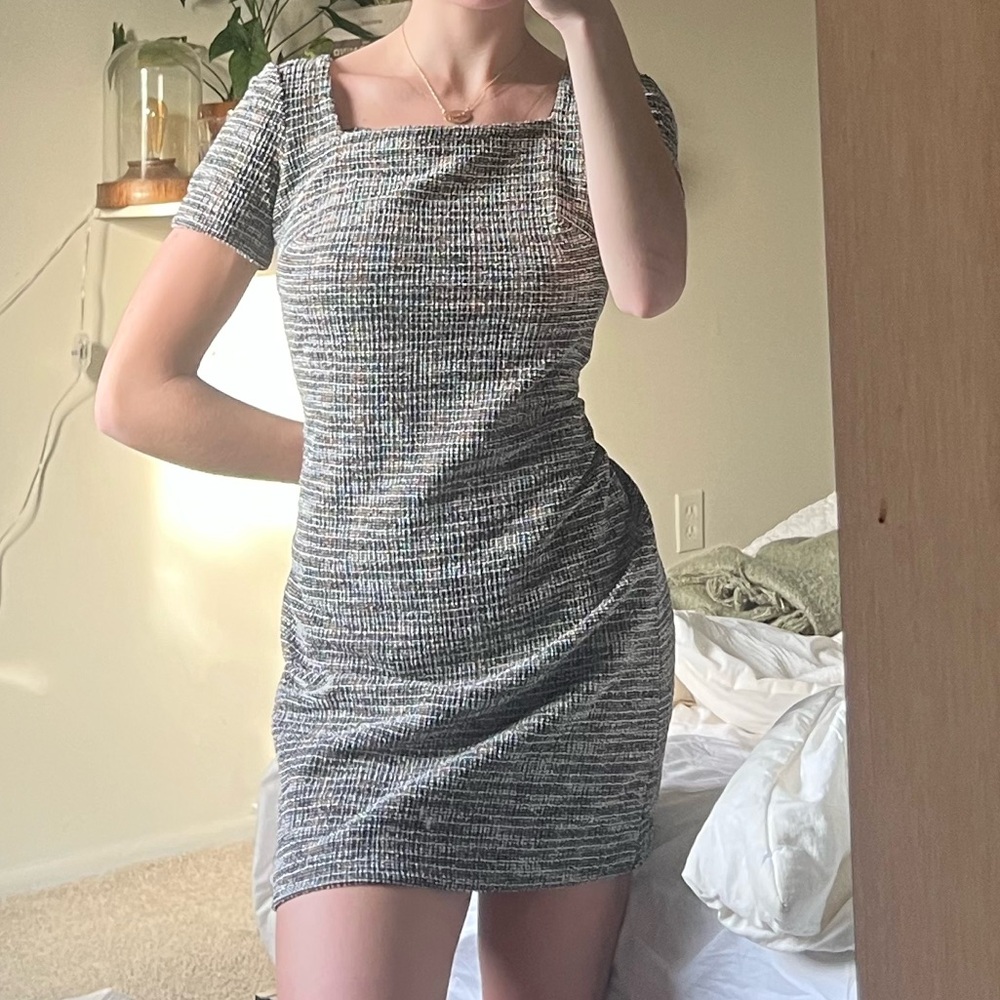 Calvin Klein Black and White Tweed Mini Dress